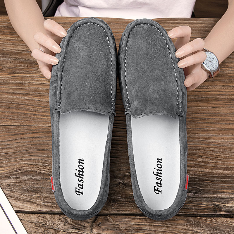 Transfronterizos chatarra Hot Bean zapatos de cuero de hombre esmerizado zapatos de cuero casuales zapatos perezosos con suela suave coreana tendencia británica