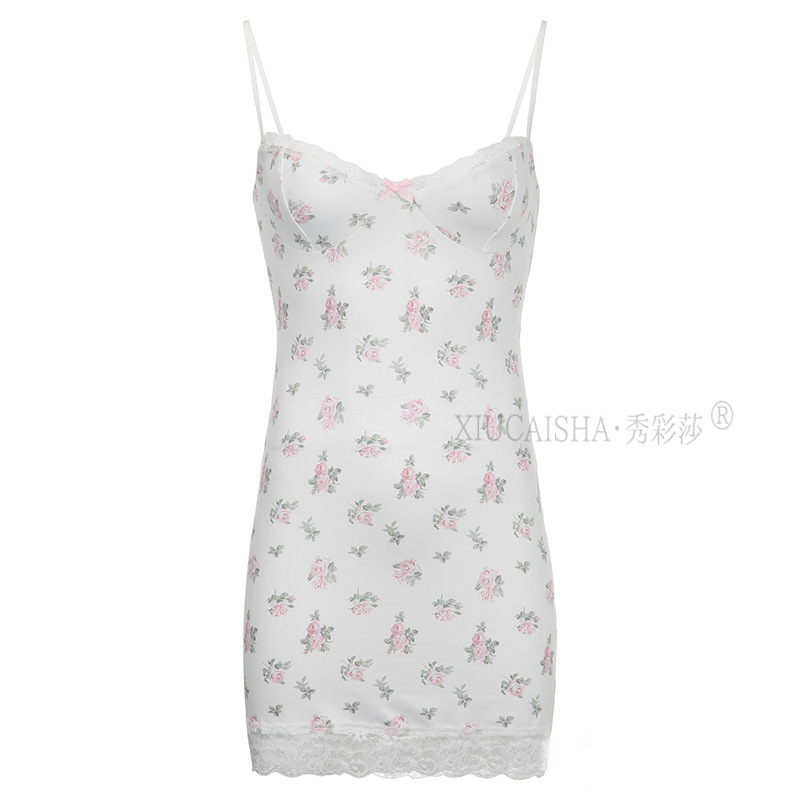 Contrast Lace Babydoll Nightdress with Chest Pad and Panty Set — detail image 12