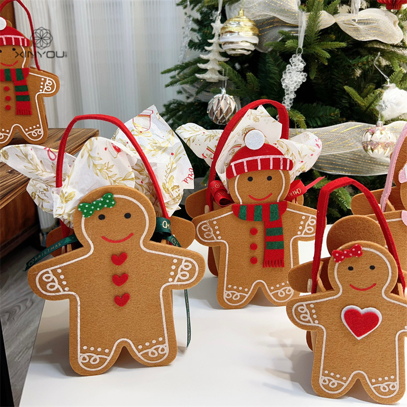 クロスボーダークリスマスフェルトジンジャーブレッドマンギフトバッグクリスマスイブアップル包装箱ギフトギフトトートバッグ|undefined