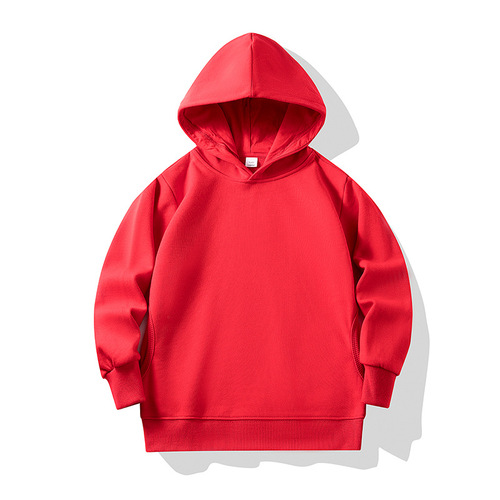 New version upgraded terry thin style hooded sweatshirt children's clothing solid color casual sports class clothing parent-child clothing printed with logo