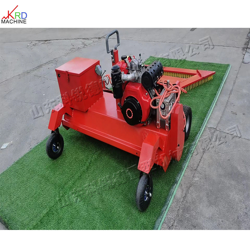遥控式梳草机 小型柴油电启动草坪梳理机 人造草坪自动梳丝设备