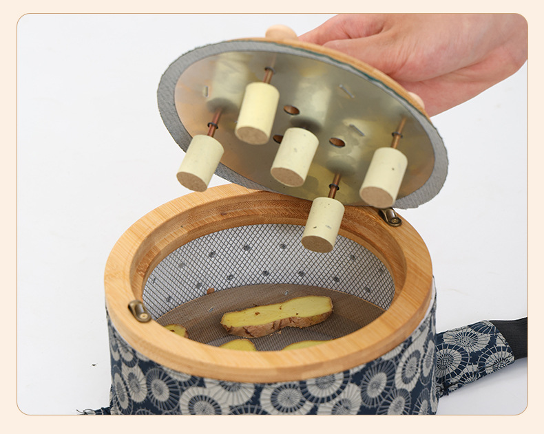 Wooden Moxa Box Portable Moxibustion Burner for Abdomen and Body Warm Therapy with Moxa Stick preparation