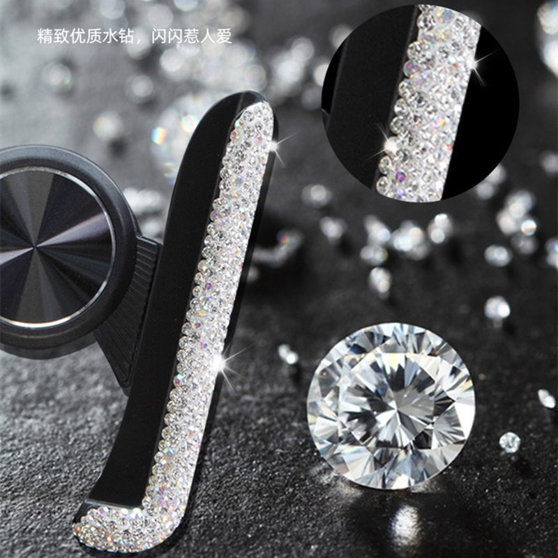 Car-Mounted Diamond-Encrusted Phone Holder, Car Navigation Support, Clip-On Air Vent, Multi-Functional and Versatile