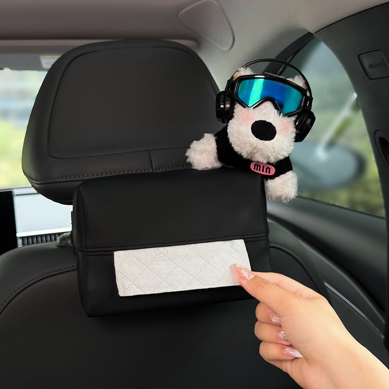 2026 New West Highland Car Armrest Box Tissue Holder, In-car Tissue Box, Seat-mounted Tissue Bag, Therapeutic Style