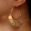 Fashionable golden metal earrings with tassels, European style, light luxury style