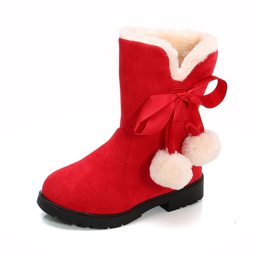 Children's Snow Boots for Girls, New Winter Boots with Fleece Lining for Big Kids, Baby Princess Short Boots for Girls, Cotton Shoes