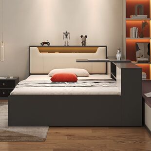 Soft-Packed Tatami Bed, Master Bedroom Double Bed, High-End Box Bed with Bedside Cabinet, Small Apartment Multi-Functional Soft-Packed Bed