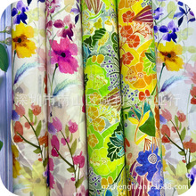 油画风水彩绘画彩色大花朵花卉全棉印花面料春夏连衣裙童装衬衫布
