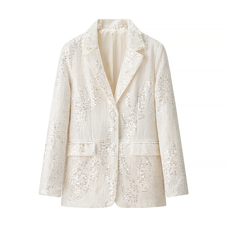 Women's Classic Sequined Slim Fit Suit Elegant European American Style Spring Autumn New Clothing Design_voghion.com