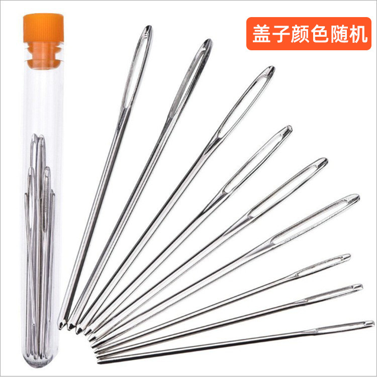 9pcs transparent needle bottled suit tube embroidery wool sweater needle blunt gold big eye wool needle