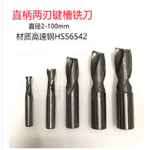 高速钢HSS直柄2刃键槽铣刀3刃4齿立铣刀M5M6M8M10M12/14/16/18/20