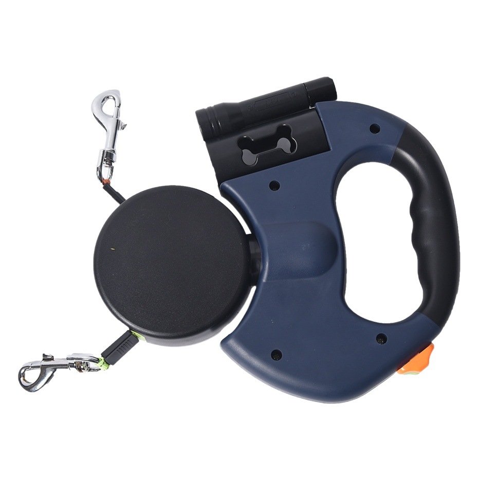 Cadena de perro nueva de doble cabeza con cuerda de tracción retráctil automática de uno a dos transfronterizos con cuerda ligera de perro de doble cabeza en stock al por mayor