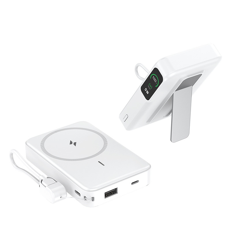 TFTスクリーン、MagSafe対応、15W磁気ワイヤレス充電パワーバンクスタンド、10000mAh、ケーブル内蔵、ギフト|undefined
