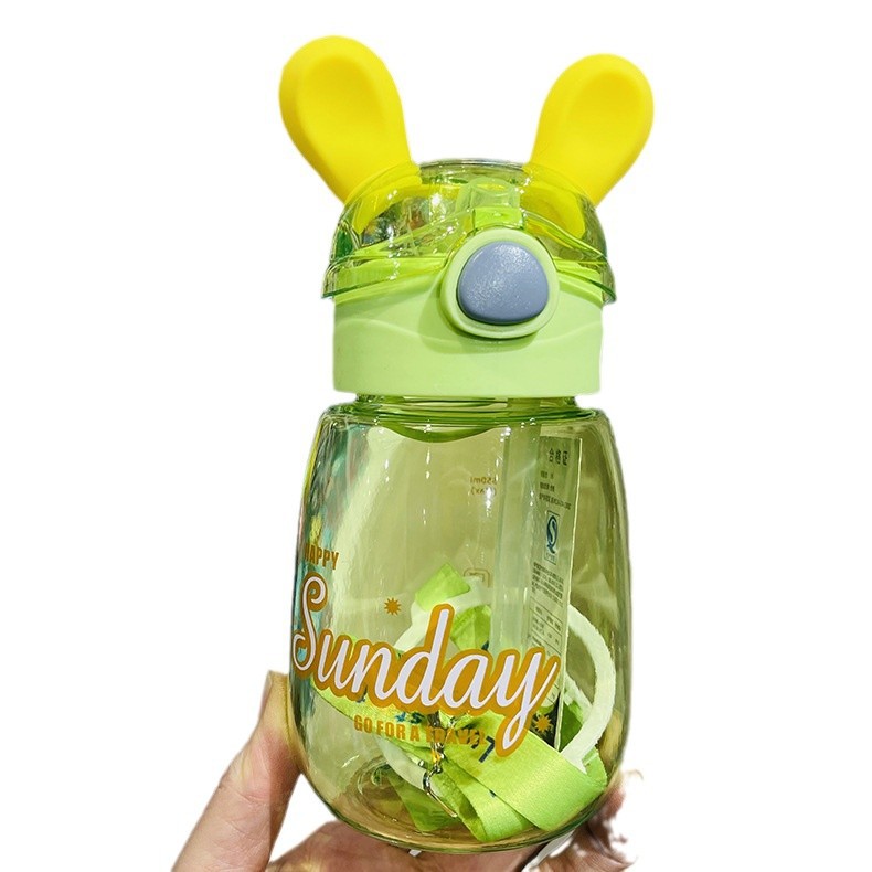Futong nuevo orejas de conejo niños lindos tazas de agua de paja de estudiantes de primaria portátil jardín de infantes hervidor de agua