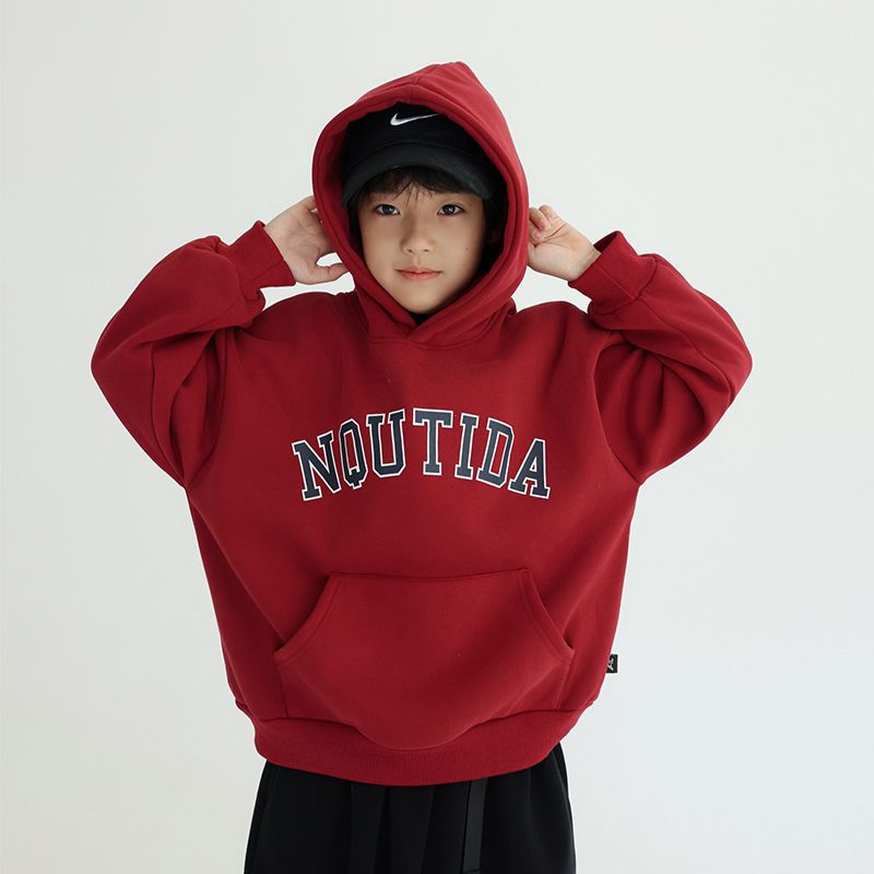 Boys' Winter Sports Trendy Hooded Sweatshirt 2025 New Arrival for Medium and Large Children, Cool and Stylish Casual Top
