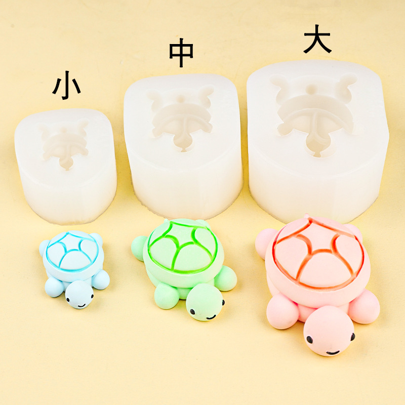 Tortuga grande, mediana, pequeña, cara a cara, adorno decorativo de epoxi de dibujos animados, molde de silicona, molde de horneado de chocolate Jenga