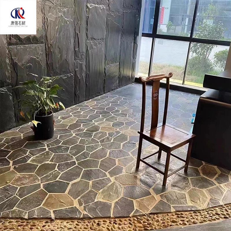 Натуральный Зеленый Шифер Нерегулярные ледяные трещины культурный камень вышитые синий разноцветные стены Сад Двор вилла площадь