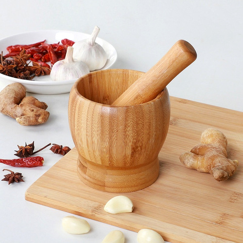 Bamboo garlic pounder kitchen manual garlic pounder mortar children's educational hand tools pound jar wholesale