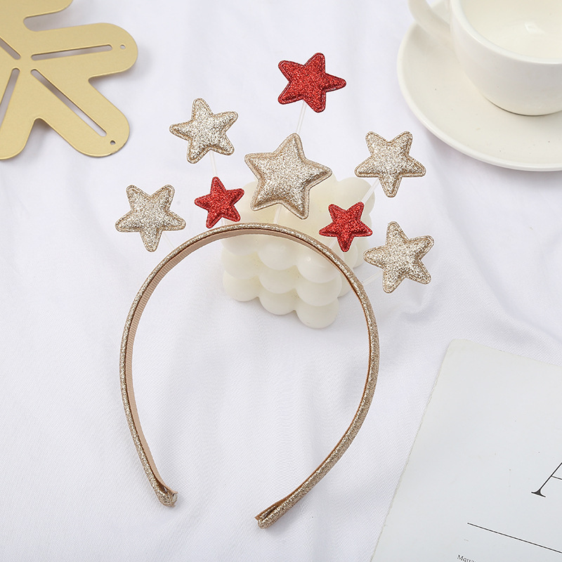 Comercio exterior nueva Navidad creativa fresca estrella de cinco puntas diadema para Niños Accesorios para el cabello diadema de borde de metal al por mayor
