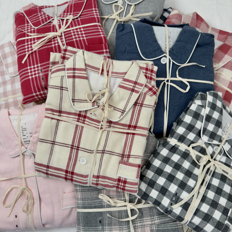 New! Japanese Style Plaid Pajama Set for Women! 2025 Spring, Autumn and Winter Loose Skin-Friendly Home Wear Set for Women