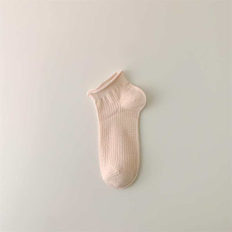 Calcetines cortos para mujer primavera y verano calcetines delgados de algodón ins moda japonesa JK estilo malla todo partido suelto rizado invisible barco calcetines para mujer