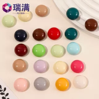 半圆百搭纯色树脂馒头珠贴片diy发夹箱包头饰奶油胶材料饰品配件