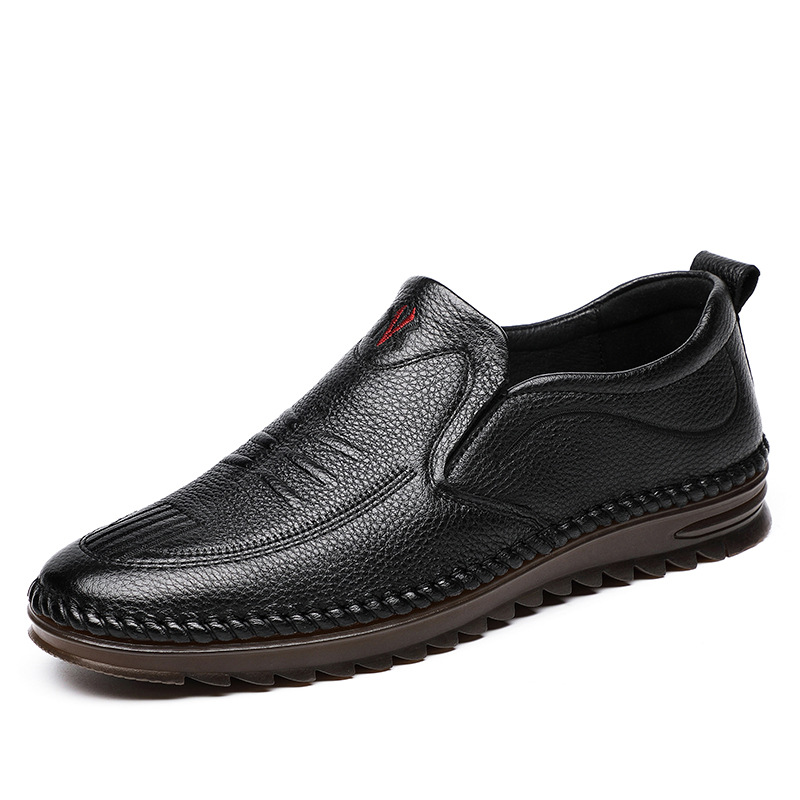 Primavera nueva capa superior de piel de vaca zapatos casuales de los hombres de fondo suave superficie suave zapatos de cuero slip-on papá zapatos de los hombres hechos a mano zapatos individuales