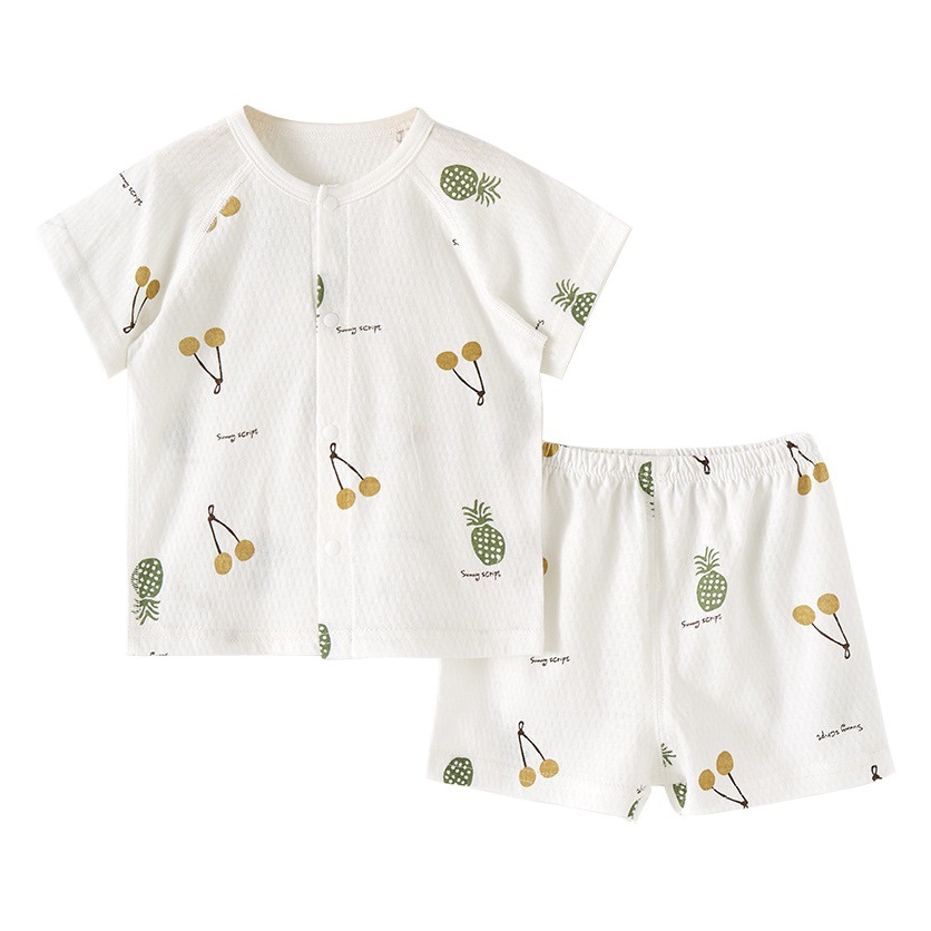 Conjunto de verano de manga corta para bebé, conjunto de dos piezas para niños y niñas, algodón puro, ropa de verano fina para bebés.