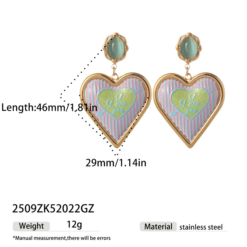 TENA estilo francés estilo medieval esmalte pintado estilo amor pendientes de mujer retro goteo de aceite ligero lujo alta sensación de pendientes