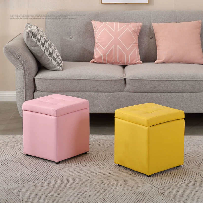 Storage Ottoman Stool, 35 cm Cube, Fabric or Leather, Hidden Storage Footstool