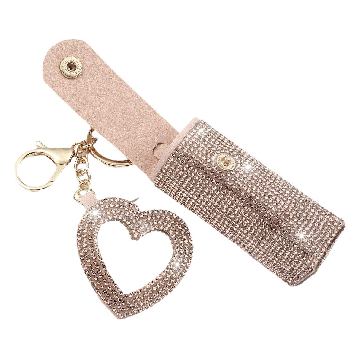 Кожаные изделия Rui Guo: удобные для переноски, украшены стразами, с зеркалом, косметичка, подвеска для сумки, брелок, модные.