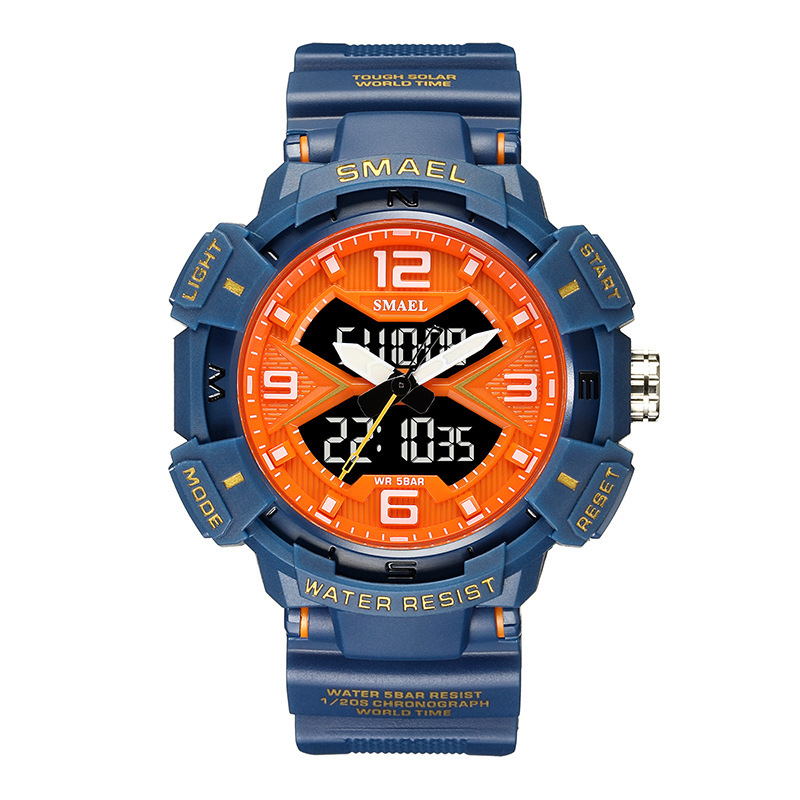 Smael nuevo reloj electrónico para hombres multifuncional al aire libre impermeable luminoso alarma reloj electrónico 8076