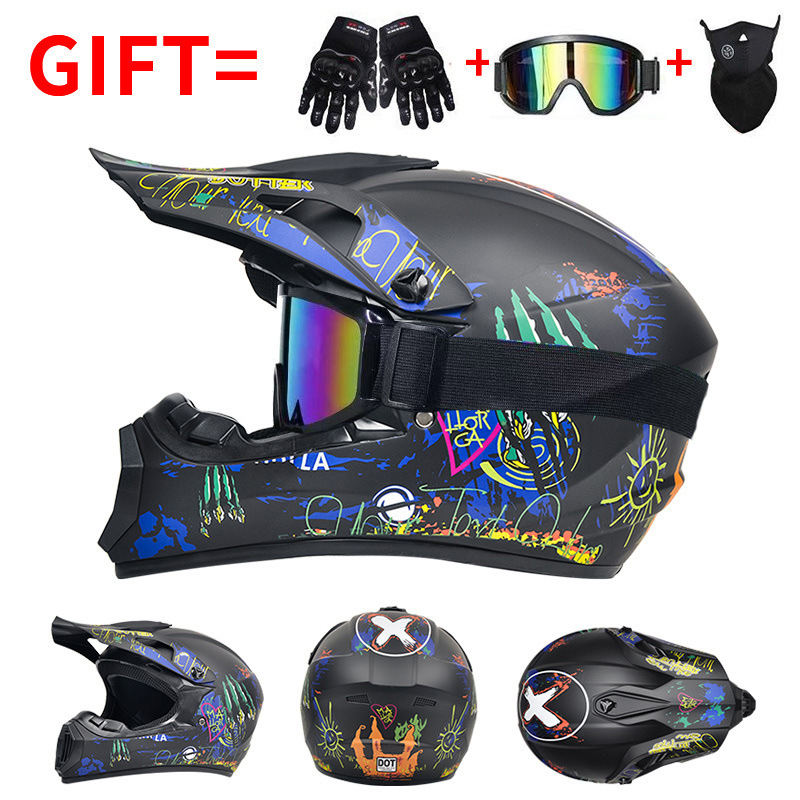 Dot Certified Motorcycle Off-Road Helmet Full-Face Mountain Bike Speed Reduction Riding Safety Helmet Factory Direct Sale