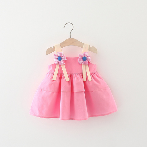 Girls' spaghetti strap summer new 1234 years old baby cotton cute little dress infant stylish princess dress