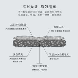 4A9O出口五星酒店95%白鹅绒毛双层羽绒床垫护褥子5CM10cm宿舍加厚