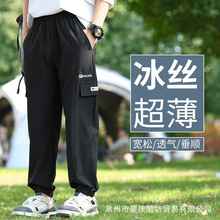 男童冰丝工装裤夏款儿童户外速干裤中大童宽松透气运动休闲裤长裤