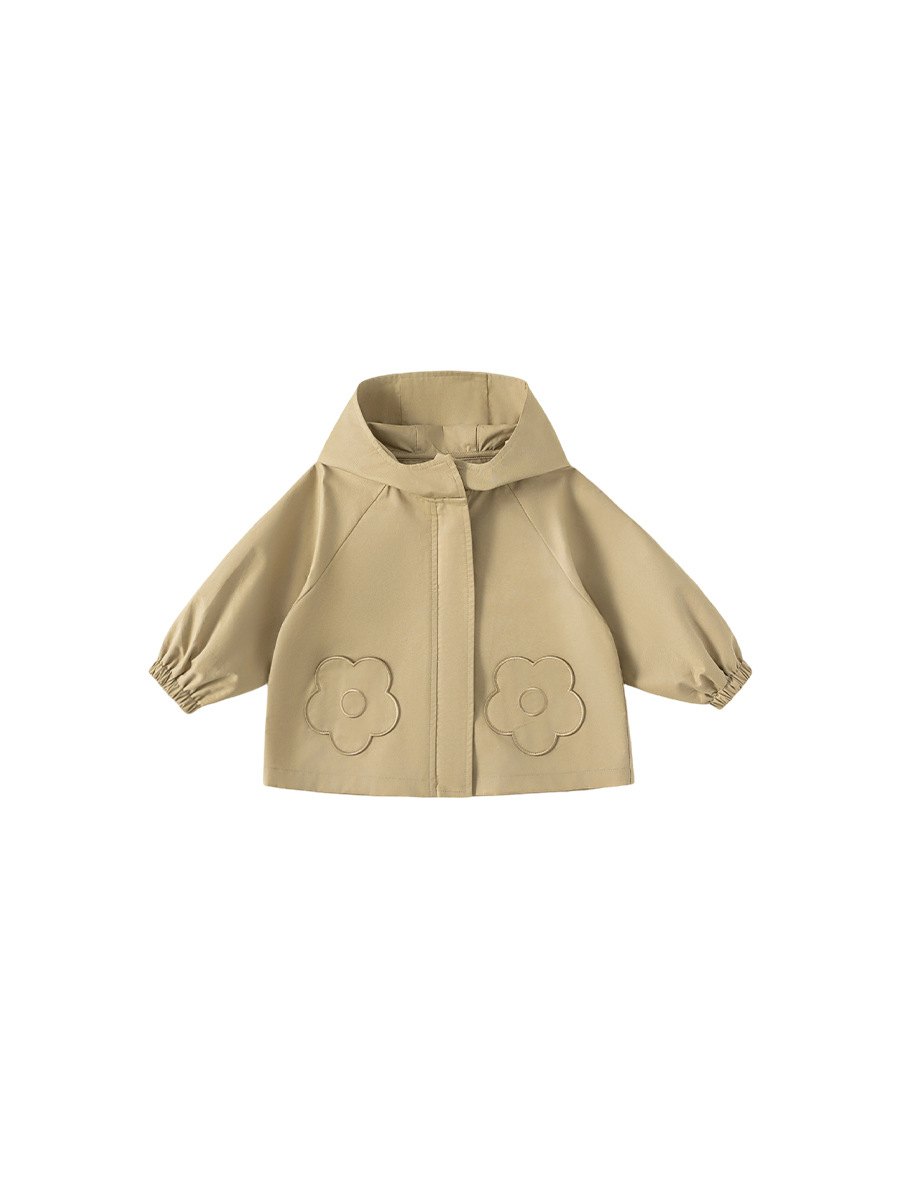 Ropa infantil de otoño nueva moda de manga larga para niños chaqueta suelta de niñas chaqueta con capuz de color sólido abrigo exterior