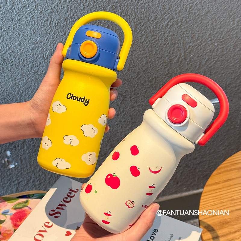 New Stainless Steel Thermos Cup, Insulated Cartoon Milk Bottle Cup, Portable Sports Dual Drinking Cup with Handle Wholesale New Stainless Steel Thermos Cup, Insulated Cartoon Milk Bottle Cup, Portable Sports Dual Drinking Cup with Handle Wholesale