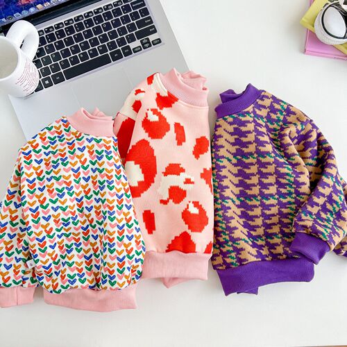 Children's sweater with thermal lining for autumn and winter, girls' base shirt, baby clothing, boys' baby warm clothing, Category A children's clothing