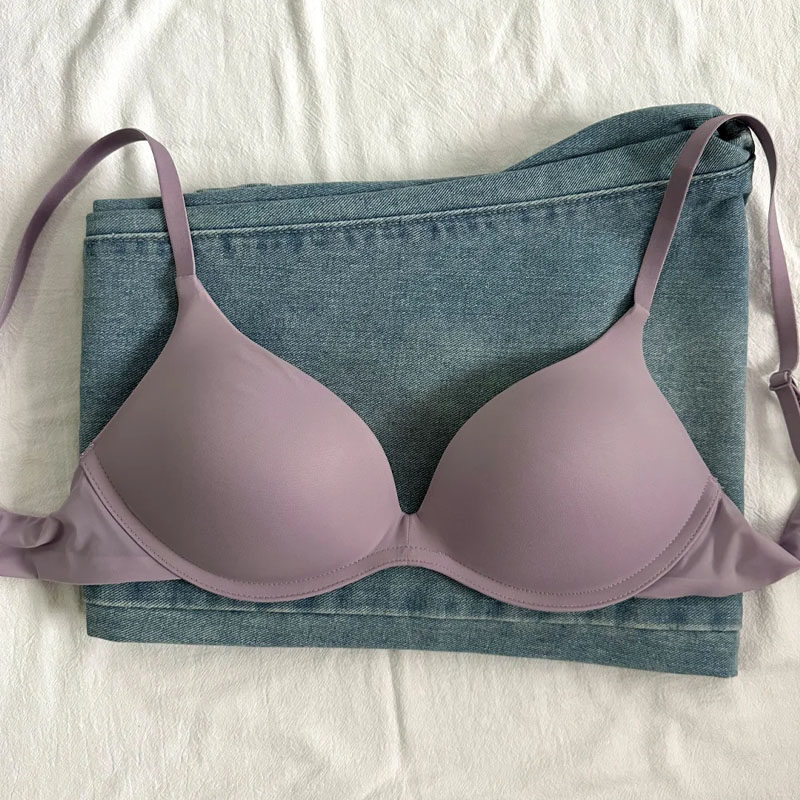 Japanese Ultra-Fine 10D Yarn Lightweight Wireless Comfortable Push-Up Bra for Small Bust Women, Smooth Deep V Simple Design