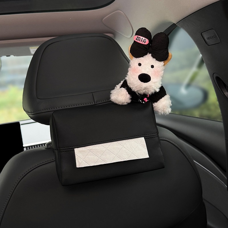 2026 New West Highland Car Armrest Box Tissue Holder, In-car Tissue Box, Seat-mounted Tissue Bag, Therapeutic Style