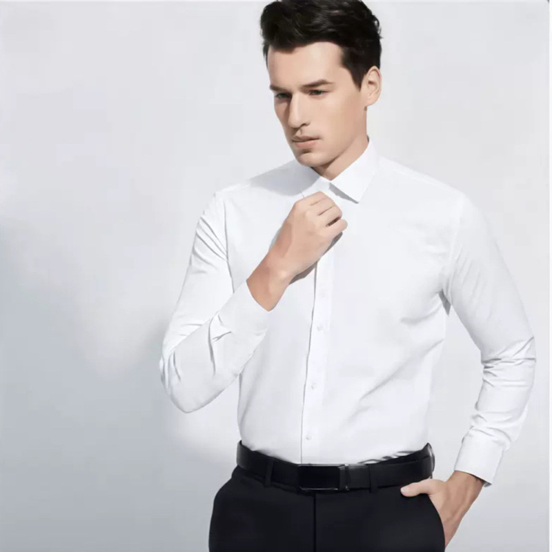 Lightning Warehouse's best-selling non-iron long-sleeve men's white shirt, workwear, professional attire, versatile top, V-neck base layer Lightning Warehouse's best-selling non-iron long-sleeve men's white shirt, workwear, professional attire, versatile top, V-neck base layer