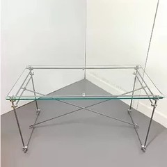 ガラスデスク、中古ライト高級デスク、シンプルなコンピューターデスク、寝室書斎ライティングデスク、ステンレス製透明テーブル