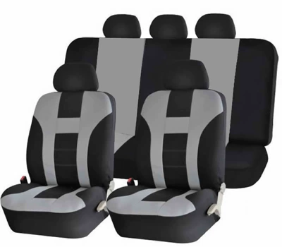 Front and Passenger Seat Covers | Seat cushion, seat cover - black-gray-9-piece-set