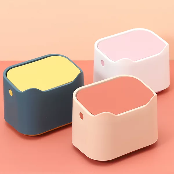 Press-Type Desktop Trash Can with Lid, Cute Household Small Trash Can, Debris Storage Box, Can Be Used as a Tissue Box