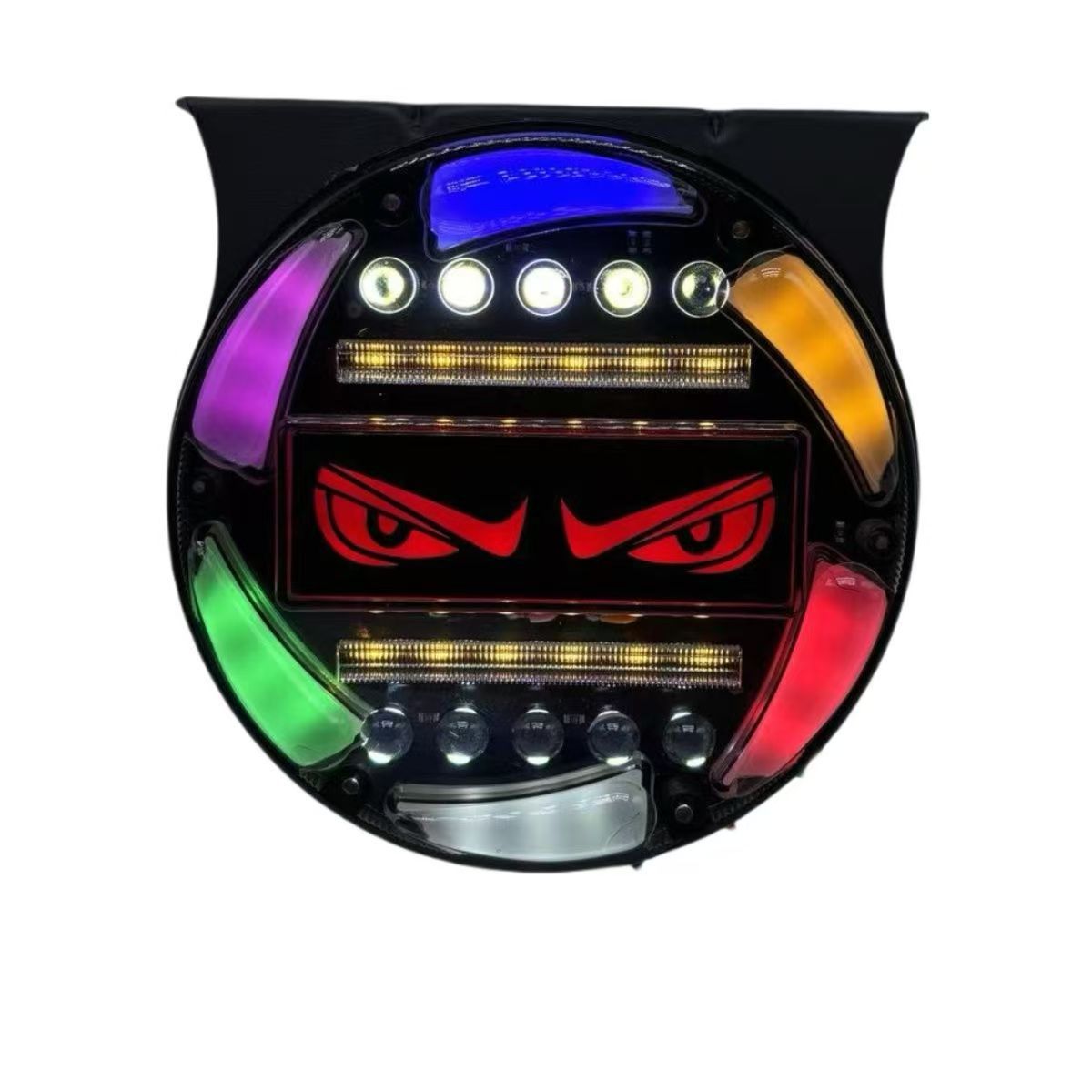 Devil eye truck fog light 12v warning light flash light colorful led driving brake 24v anti-collision flash light