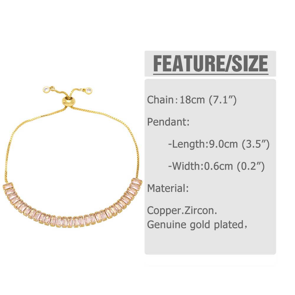 10g Weight Fashion Simple Colorful Zircon Inlaid Copper Bracelet Wholesale