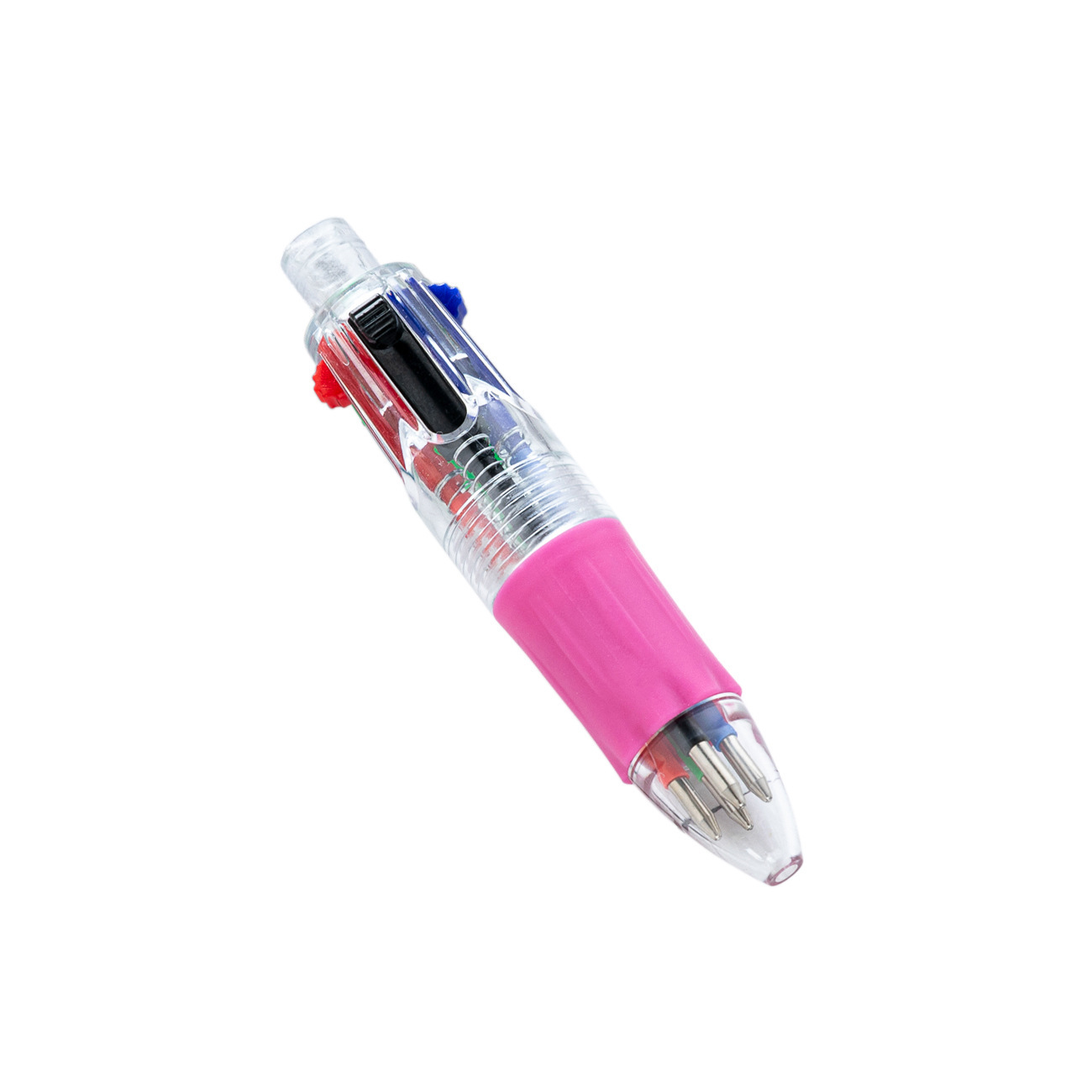 Mini bolígrafo de dibujos animados de cuatro colores se puede llevar a dibujos animados con bolígrafo de cuentas de mano de color bolígrafo de plástico de estudiantes al por mayor