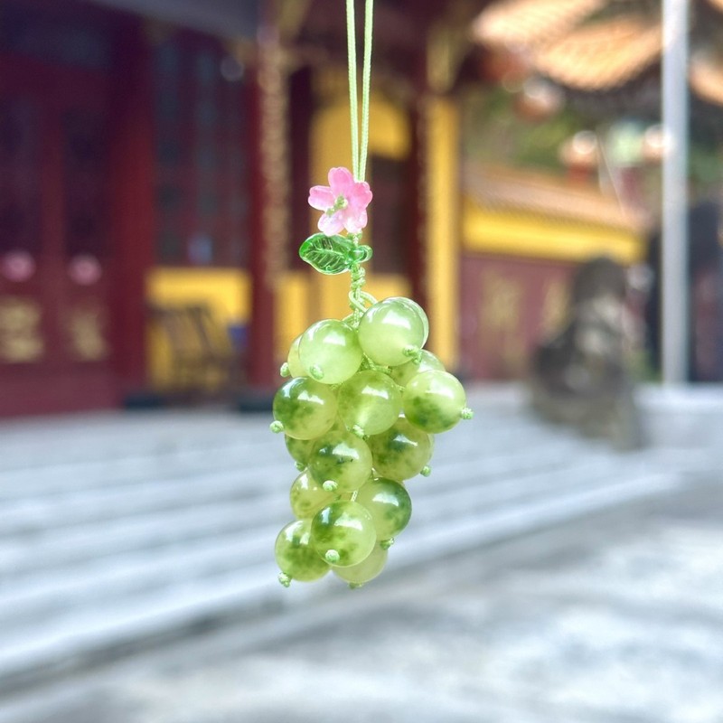 葡步高升~灵隐文创葡萄挂件可爱红提钥匙扣包挂玛瑙玉髓青提挂件|undefined
