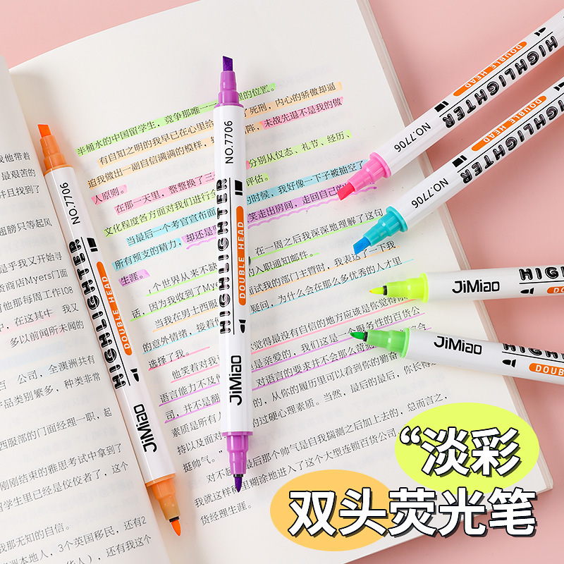 Polar dibujo color resaltador de doble cabeza marcado pluma estudiantes utilizan lectura clave para hacer notas Morandi marcado pluma